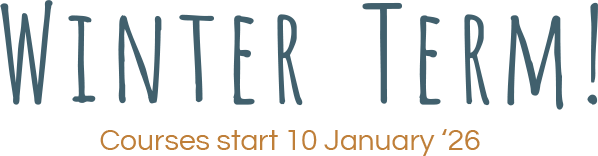 Winter term banner text overlay Quirky graphic design text that reads - Winter Term! Courses start 10 January 2026