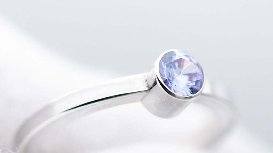 Faceted stone set silver ring final result